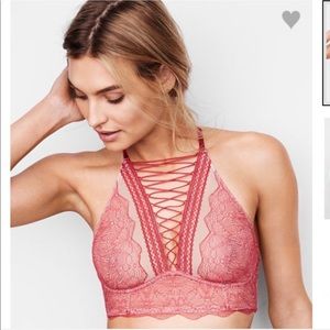 Victoria’s Secret lace up bralette cool maroon